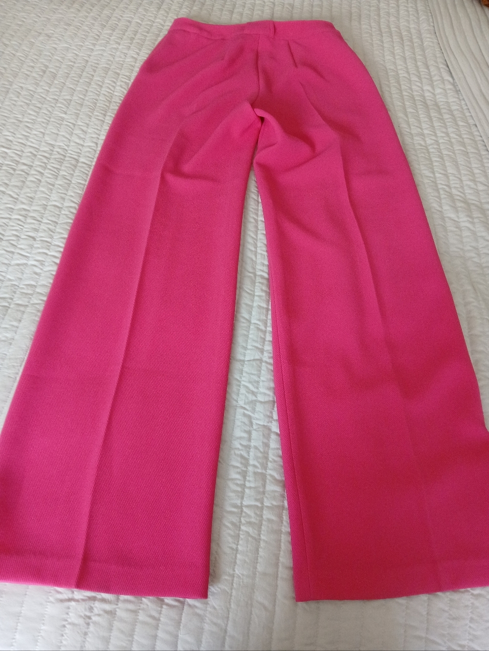 Aqua Wide-Leg High-Waist Trousers in Bright Pink/ Size :XS - Picture 6 of 10
